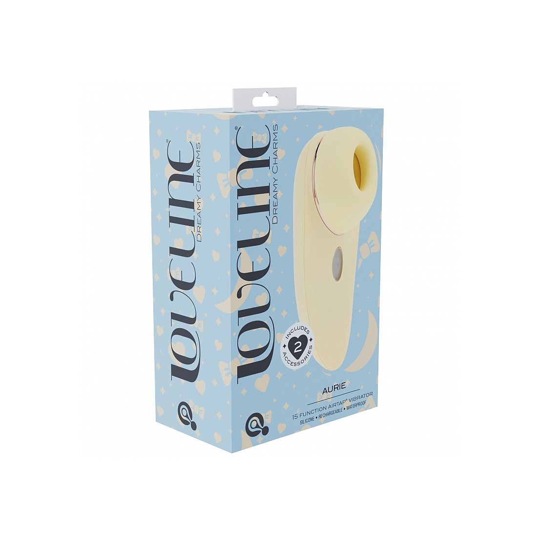 Lovéline Aurie clitoral vibrator product packaging on a white background
