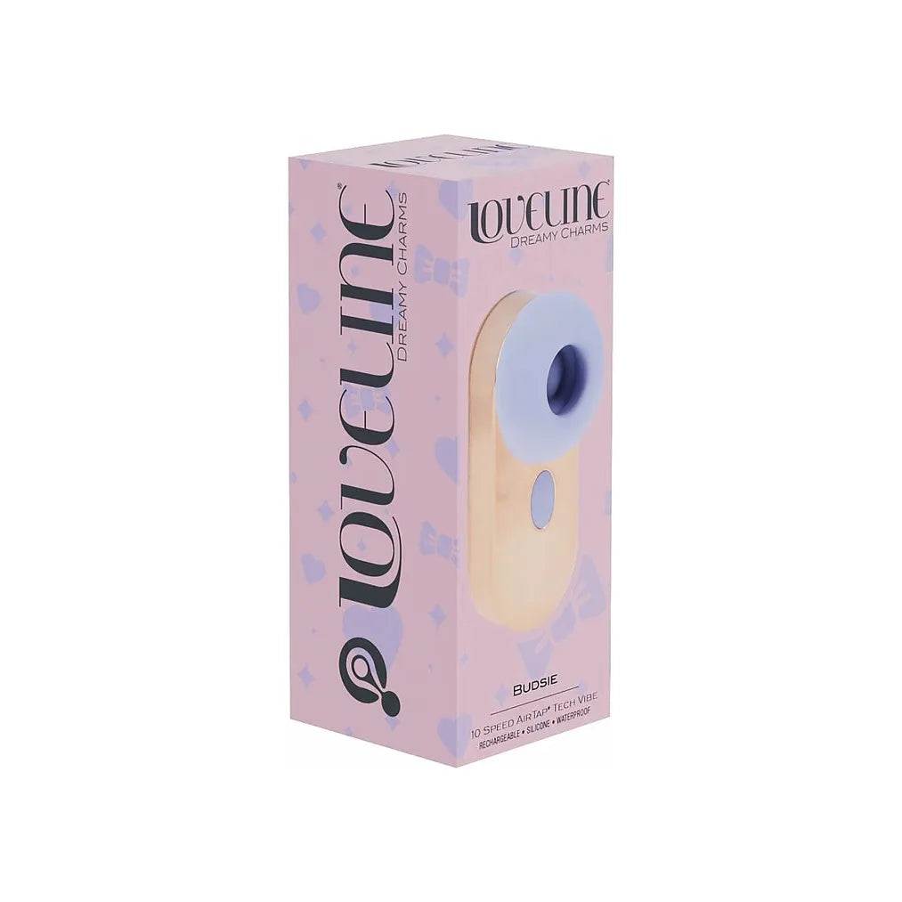 budsie clitoral vibrator on box packaging in purple