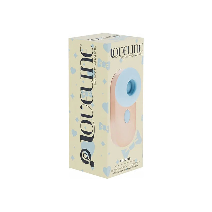 budsie clitoral vibrator on box packaging in blue