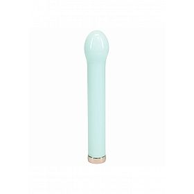 A mint green personal massager with a glossy finish and a small rose gold accent at the base, shown against a plain white background.
