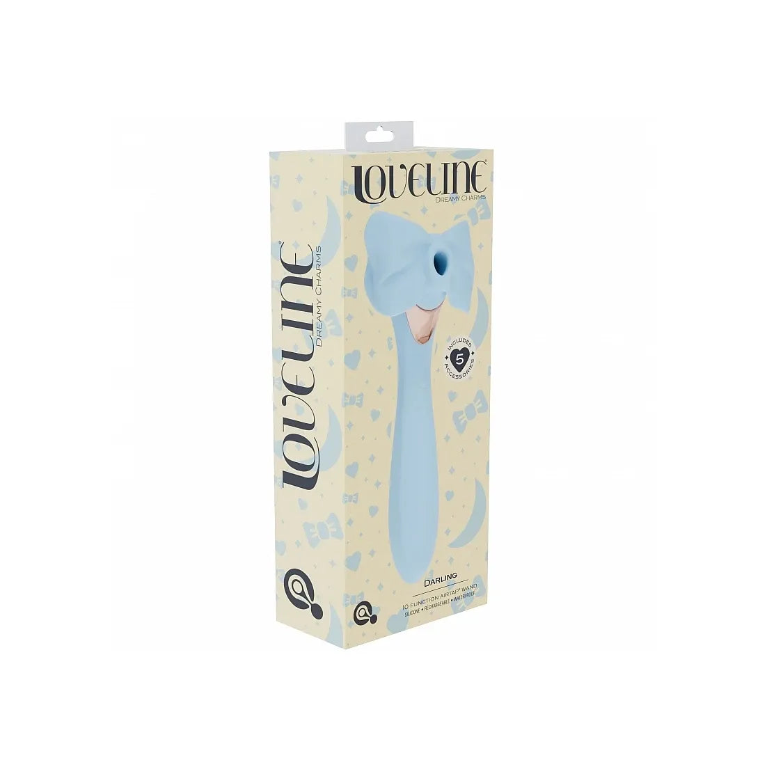 blue vibrator with bow on box packaging