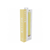 Yellow glass vibrator product in a white box with 'LOVELINE' branding on a white background