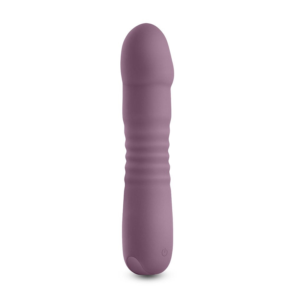 Purple silicone poise vibrator on a white background