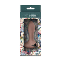 Product packaging for 'Lust N Dreams Tango' anal plug with floral design on a white background