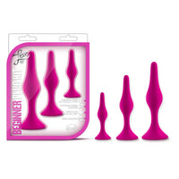 anal plug kit, small to large sizes. sleep middle with tapered out head in pink