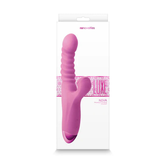 pink ribbed vibrator with clit sucker 