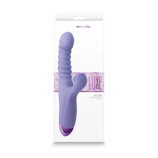 purple ribbed vibrator with clit suction 