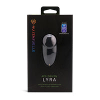 Black packaging of Nusenjuelle Lyra app-driven wearable device on a white background