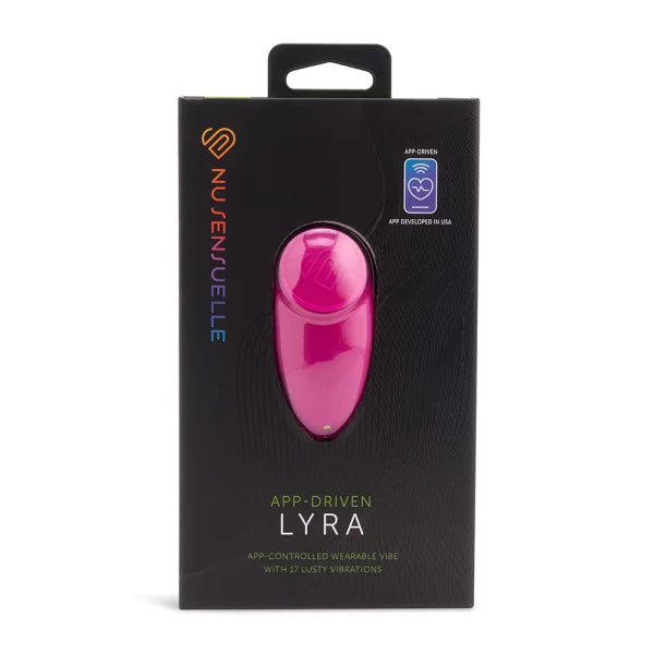 Pink app-driven wearable vibe in black packaging with Nusensuelle branding.