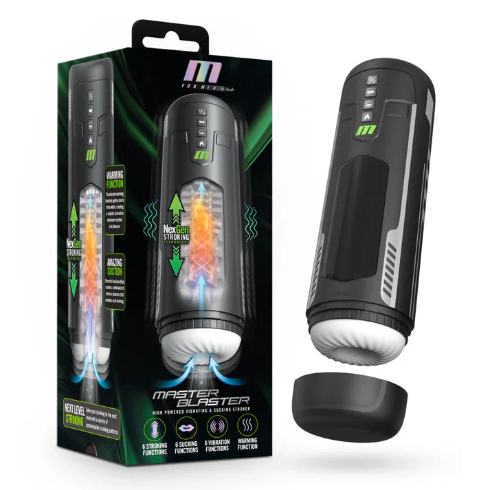 Master Blaster masturbator product with packaging on a white background