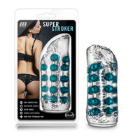 clear vagina masturbator with teal beads inside for texture