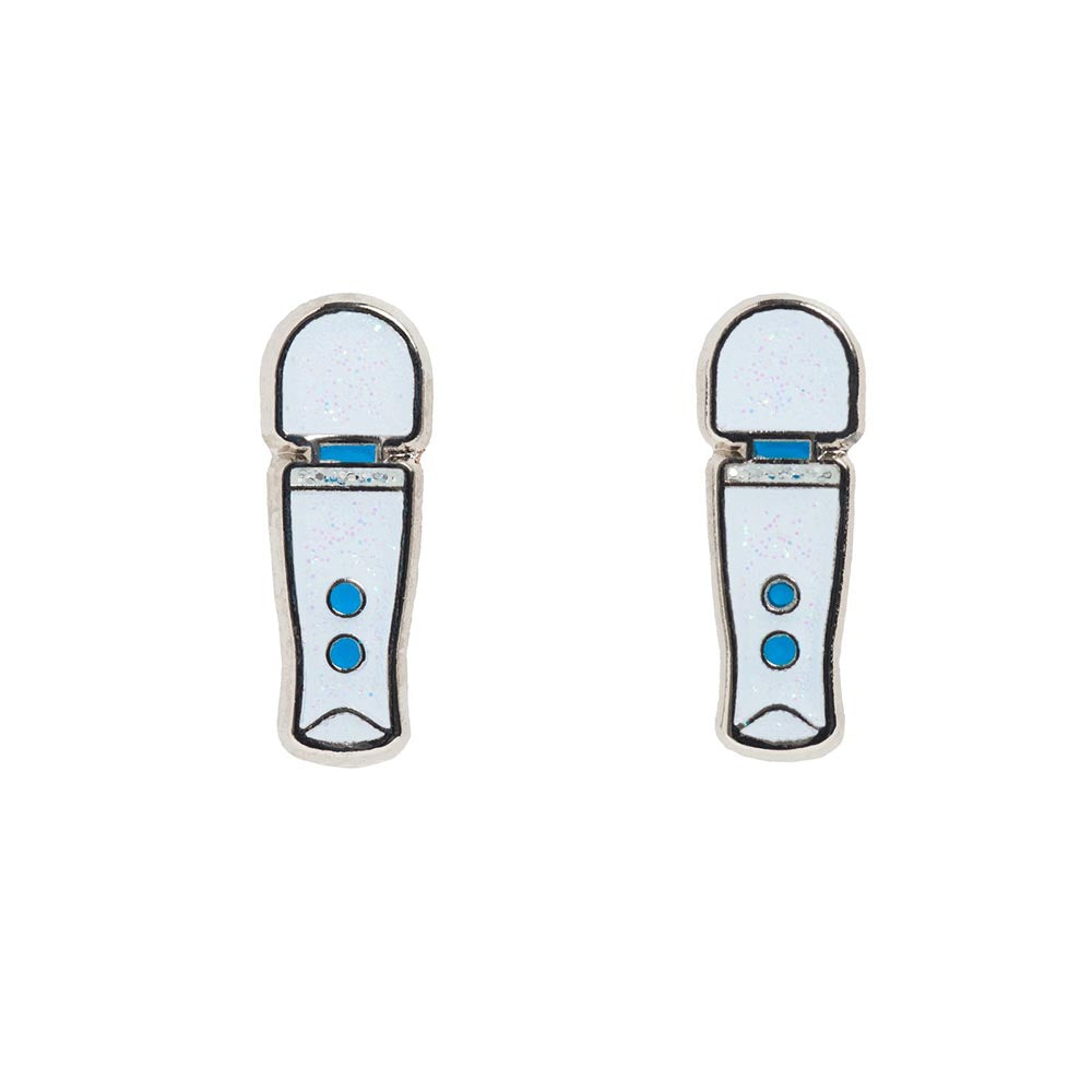 Magic wand earrings blue white and black photo.