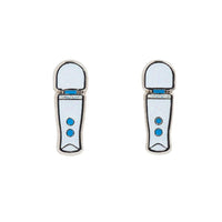 Magic wand earrings blue white and black photo.