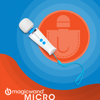 white magic wand vibrator with orange & blue background