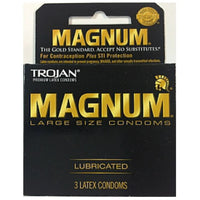 Magnum condoms packaging with Trojan branding on a white background