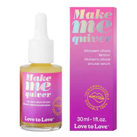 pink ombre drip bottle of make me quiver womens clitoral arousal serum beside box packaging