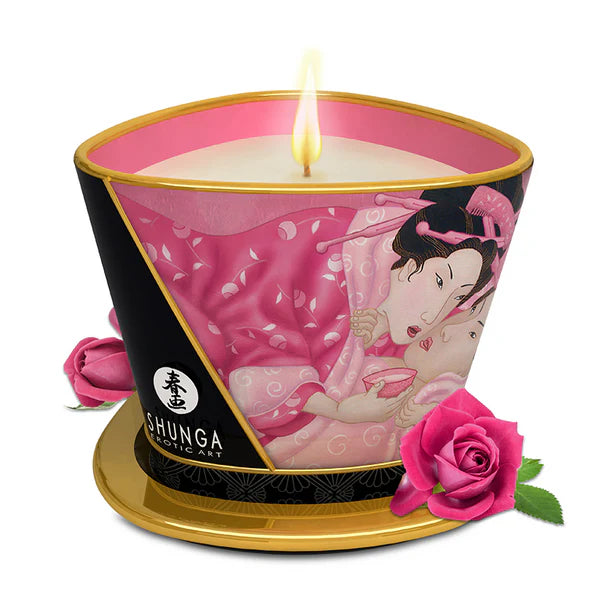 Shunga candle with a decorative design on a white background
