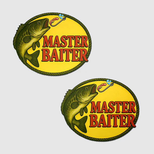 pasties with fish and hook with master baiter saying