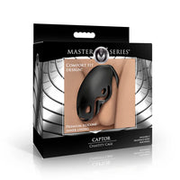 black breathable cock chastity cage on box packaging
