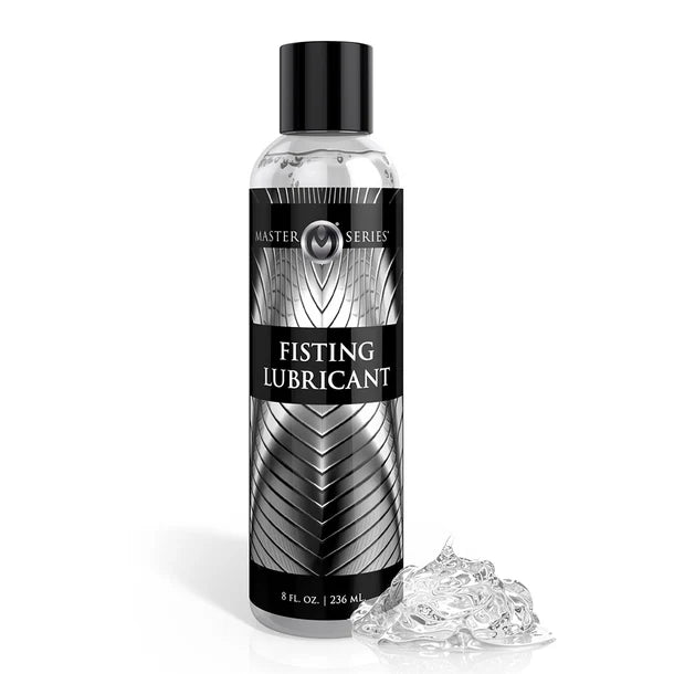 Fisting lubricant bottle with packaging on a white background