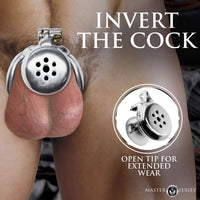 Product with 'Invert the Cock' text and 'Master Series' branding on a close-up of skin.
