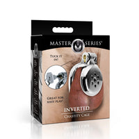 Master Series Inverted Chastity Cage packaging on a white background