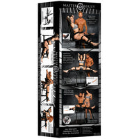 Master Series leg spreader with sex machine packaging on a white background
