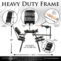 Heavy-duty frame with measurements and specifications on a white background