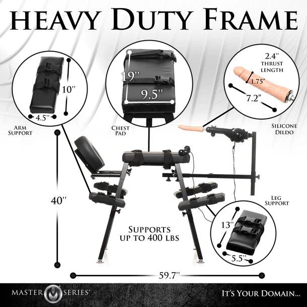 Heavy-duty frame with measurements and specifications on a white background