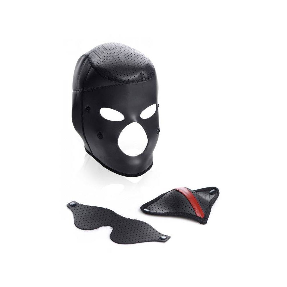 Black mask with additional parts on a white background