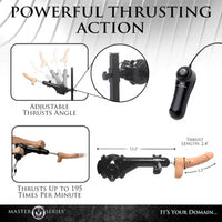 Product advertisement for a mechanical device with various features and specifications.