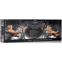 Box for Master Series Throne adjustable sex sling with stand on a white background