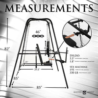Measurement chart for a sex machine with dimensions and specifications.