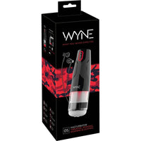 black and red packaging the masturbator on the front. The clear masturbator has a black and red hard exterior shell