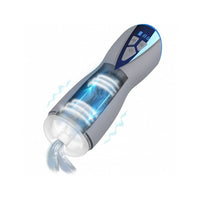 Electronic masturbator with digital display on a white background