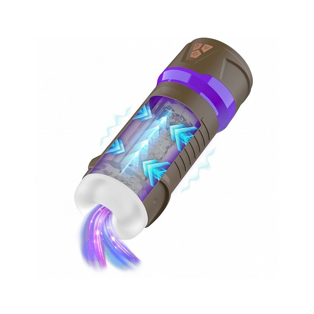 masturbator with glowing blue and purple lights on a white background