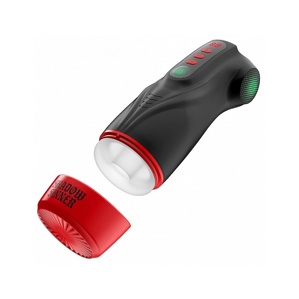 Black and red fmasturbator with a white base on a white background