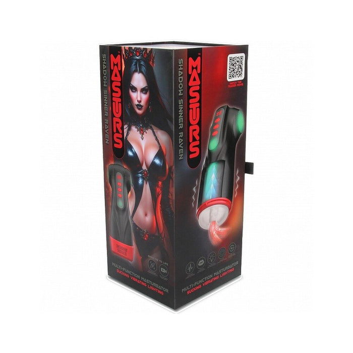 Product packaging with a stylized woman and masturbator image on a white background