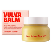 Jar of 'Vulva Balm' with packaging on a white background