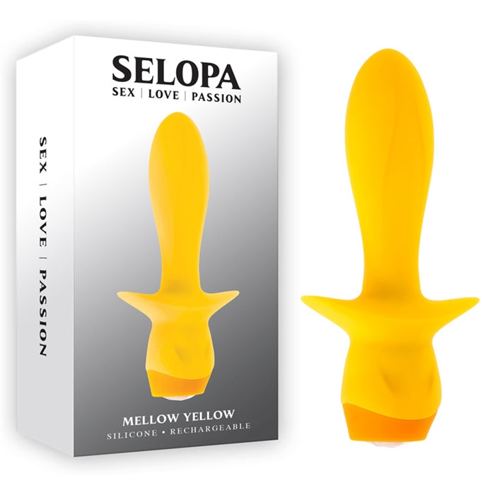 vibrating anal plug yellow with stopper and handle