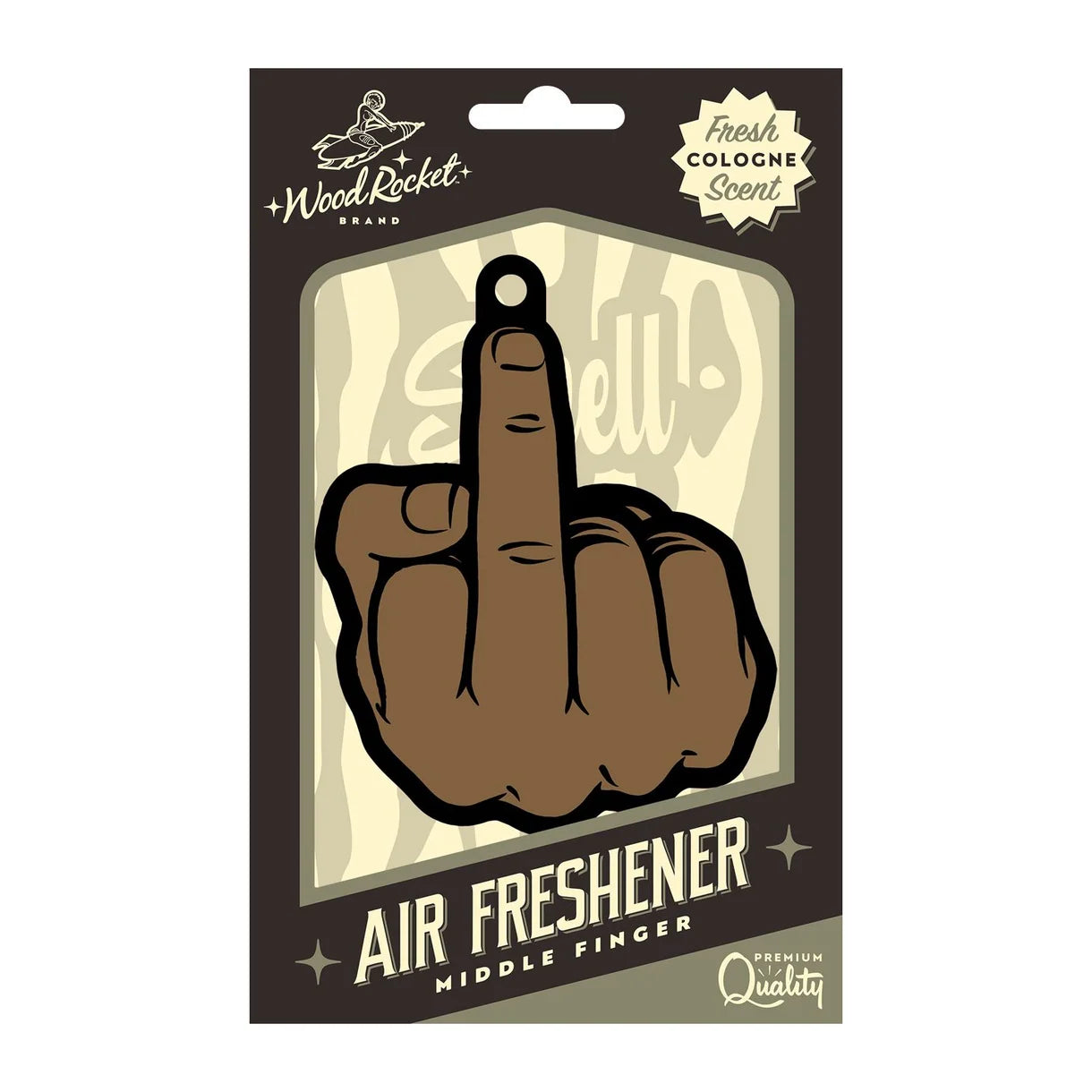 brown hand giving the finger air freshner