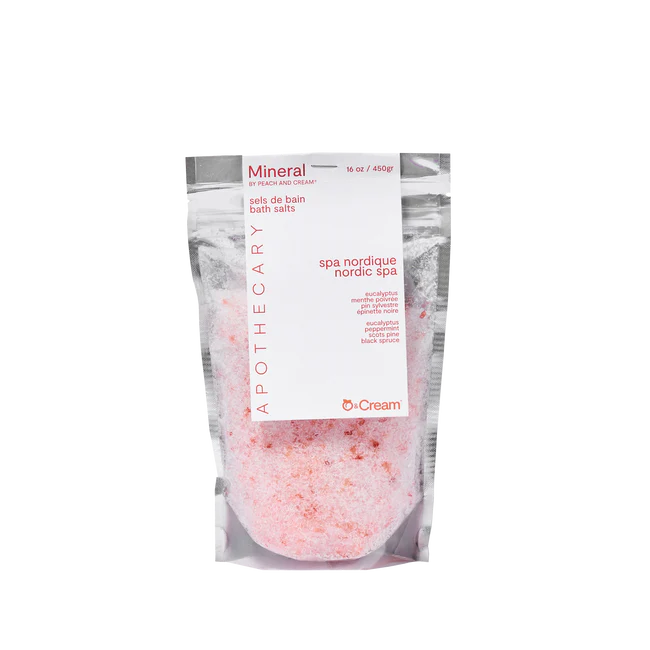 Package of Apothecary Cream Mineral bath salts on a white background