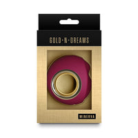 red and gold product in packaging with 'Gold N Dreams' and 'Minerva' branding.