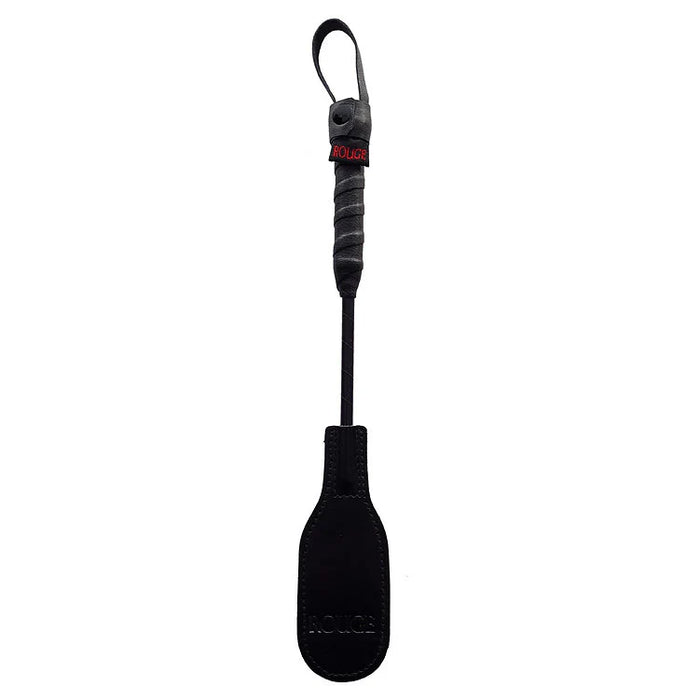 Black paddle with a strap on a white background