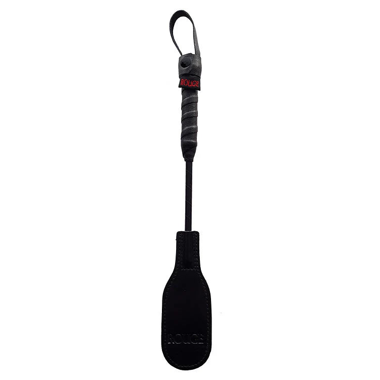 Black paddle with a strap on a white background