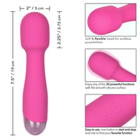 pink miracle massager with measurements and info