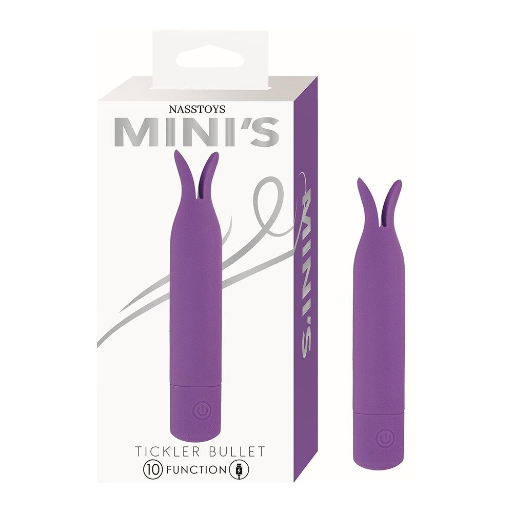 Purple 'Tickler Bullet' product with packaging on a white background