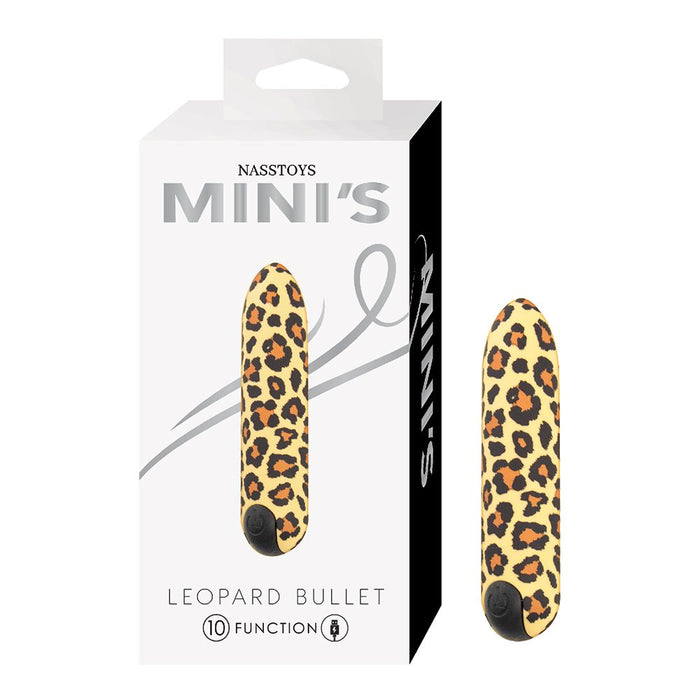 Leopard print bullet with packaging displaying 'Nasstoys' branding on a white background.