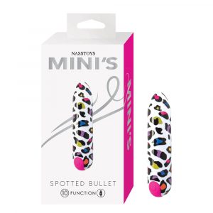 Product packaging of a 'Spotted Bullet' by NassToys Mini's on a white background