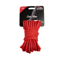 red bondage rope on cardboard card